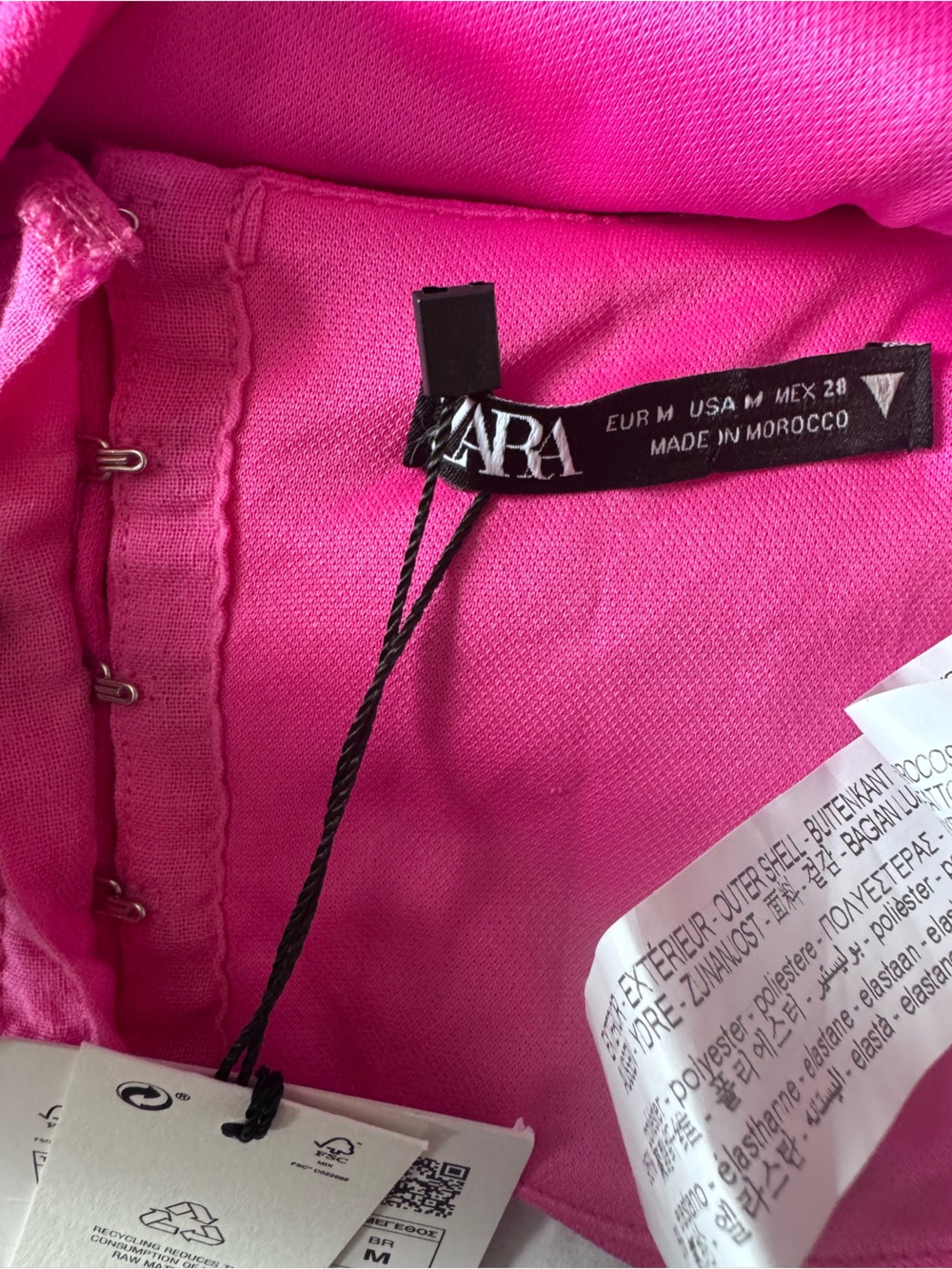 Zara Hot Pink Puff-Sleeve Crop Top - Picture 6 of 8